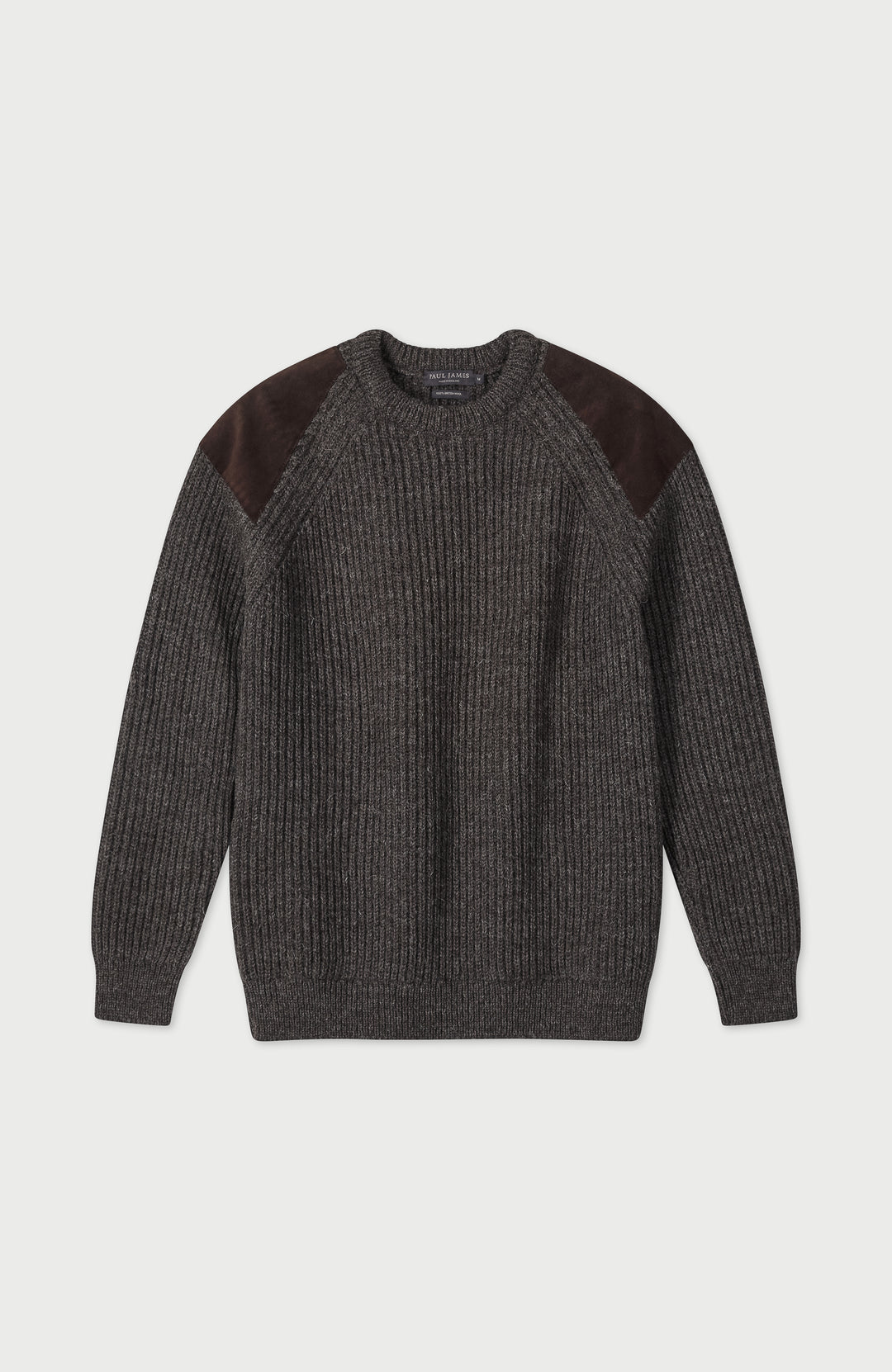 Brown Mens Chunky British Wool Shooting Jumper By Paul James