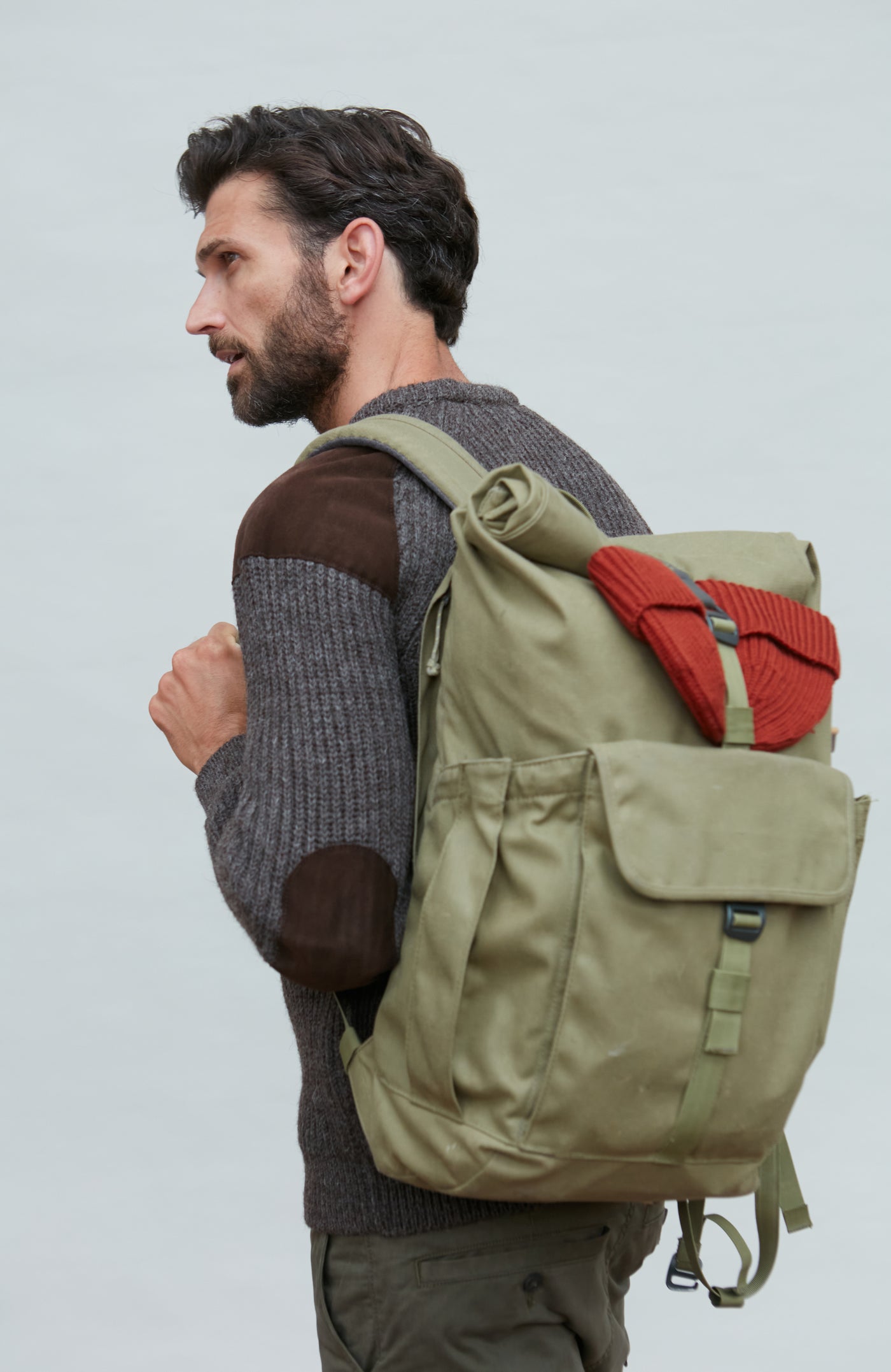 mens brown shooting jumper with patches