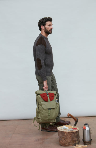 brown mens wool rib shooting jumper