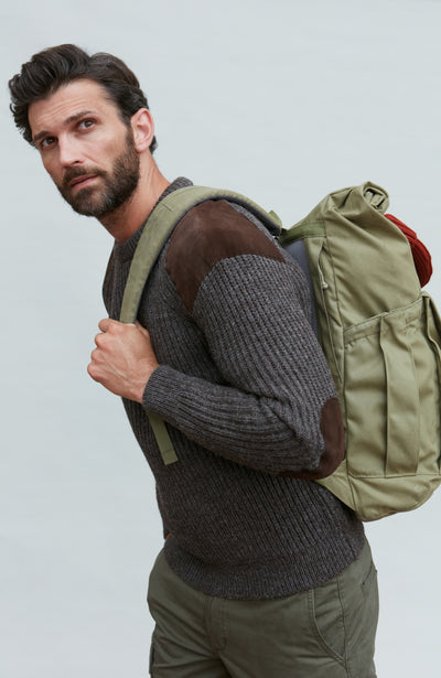 brown mens wool rib shooting jumper