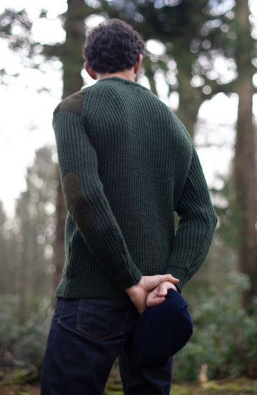 Men's Green Made In England British Wool Shooting Jumper by Paul James Knitwear