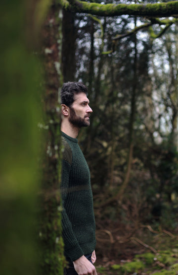 Men's Green Made In England British Wool Shooting Jumper by Paul James Knitwear