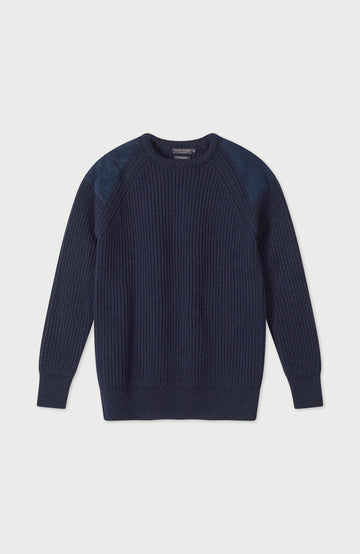 Navy Mens Chunky British Wool Shooting Jumper By Paul James