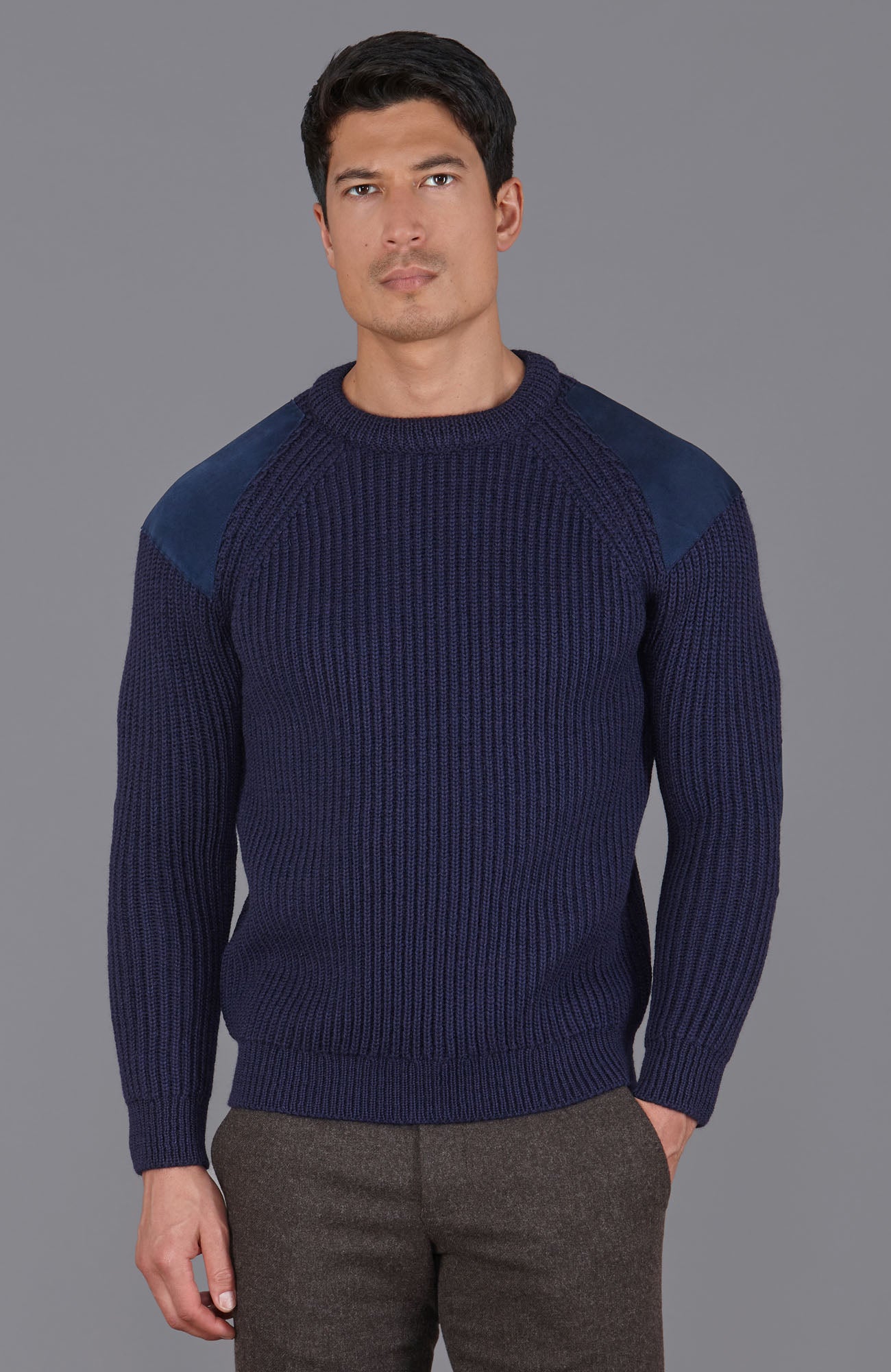Chunky British Wool Ribbed Shooting Jumper Paul James Knitwear