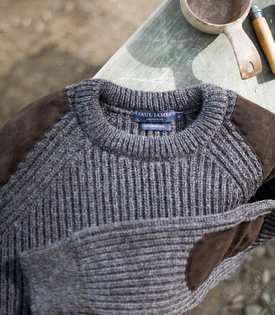 Mens Chunky British Wool Ribbed Shooting Jumper - Feature 3