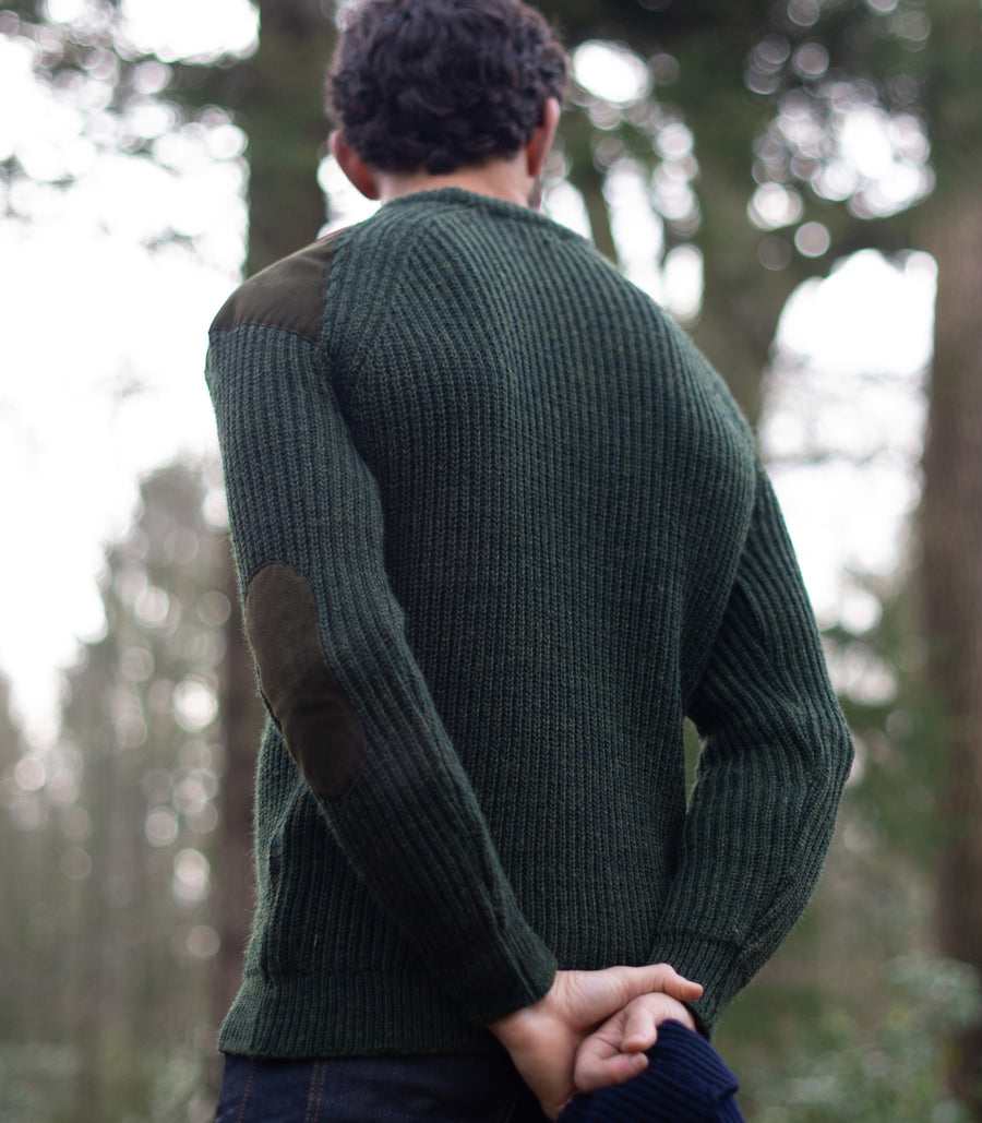 Mens Chunky British Wool Ribbed Shooting Jumper - Feature 5