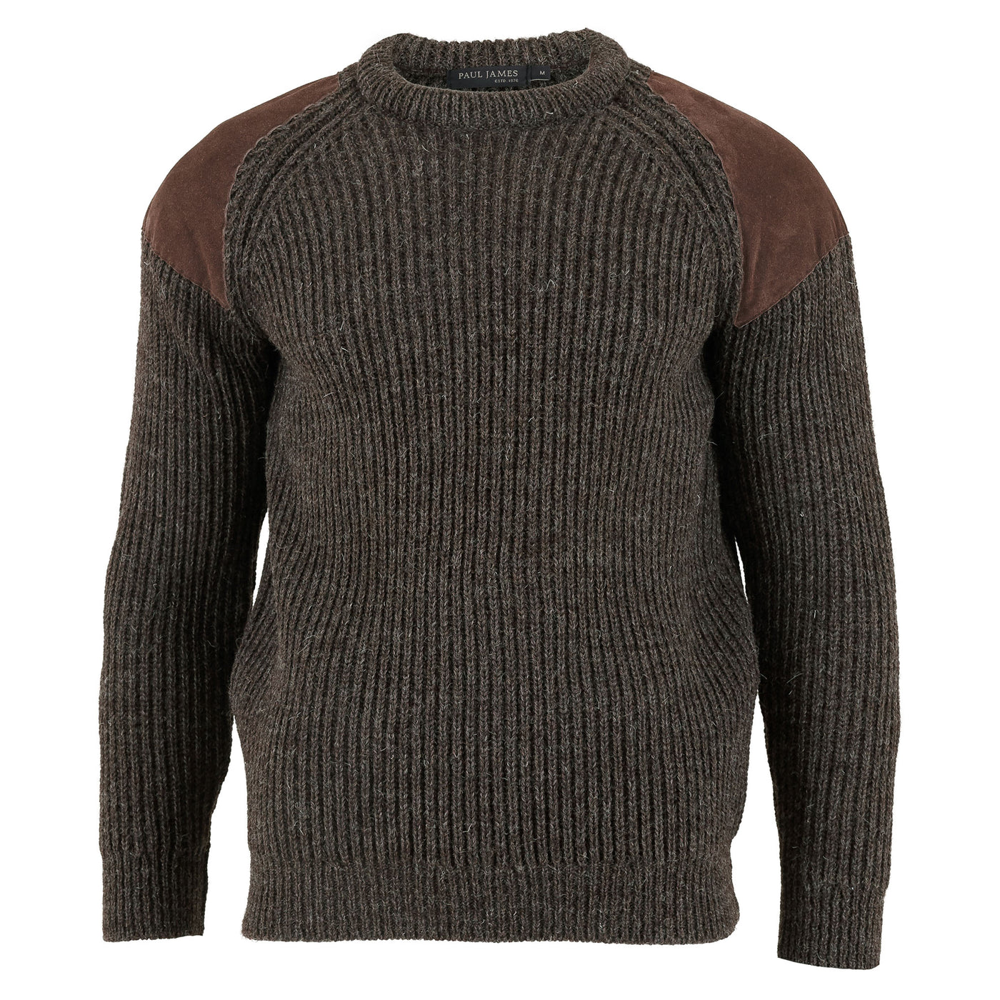 brown mens wool shooting jumper with patches