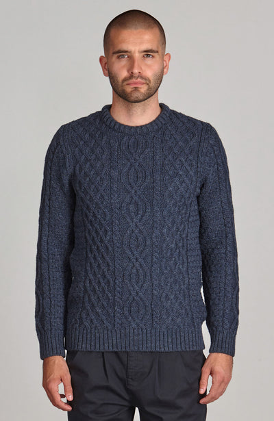 navy mens chunky British wool jumper