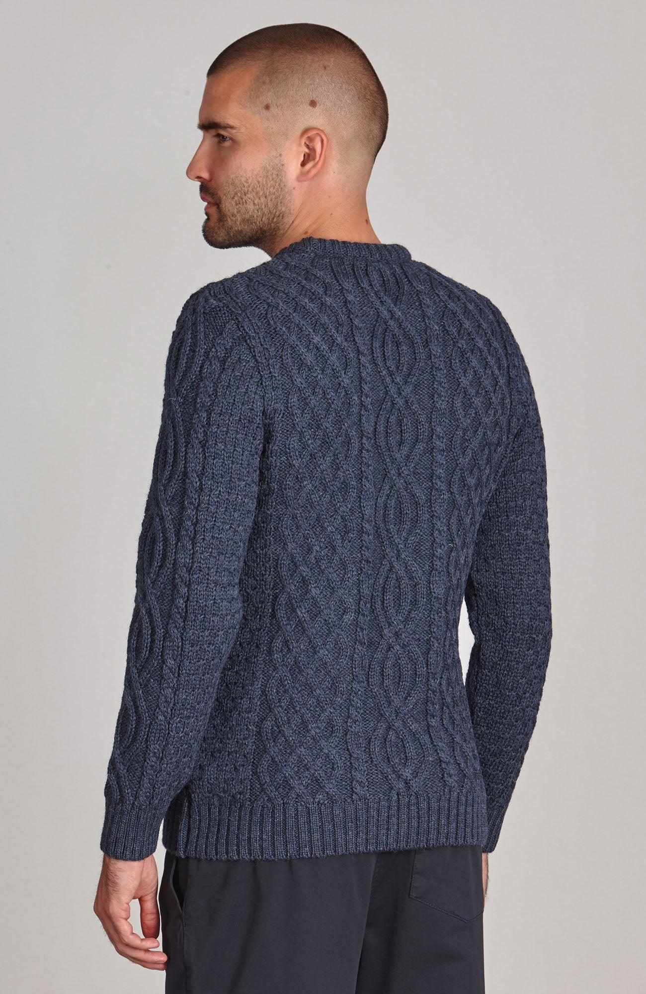 navy mens chunky British wool jumper