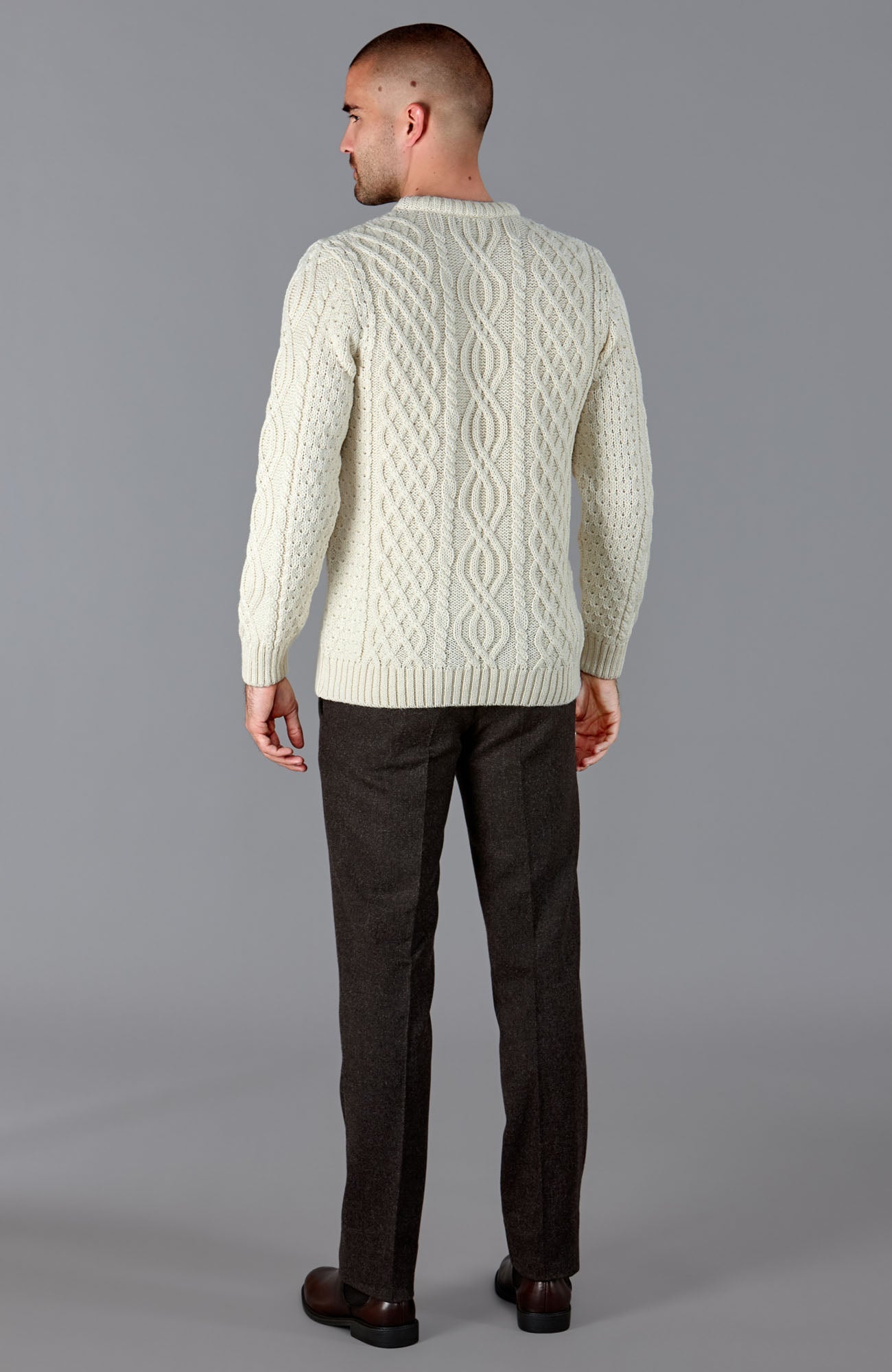 Mens Jarvis British Wool Aran Cable Sweater