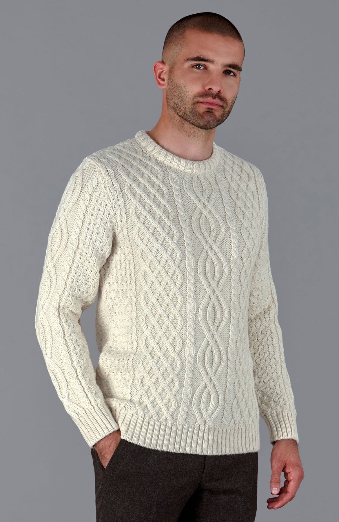 Mens Chunky Cable Sweater - 100% British Wool – Paul James Knitwear