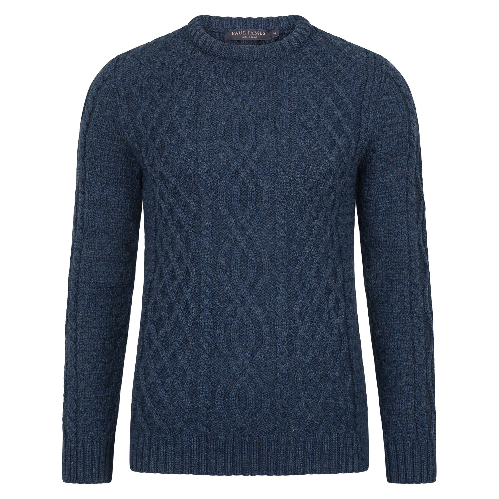 blue mens wool cable jumper