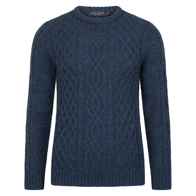 blue mens wool cable jumper