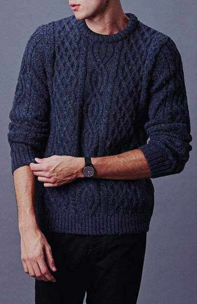 Mens Jarvis 100% British Wool Aran Cable Sweater