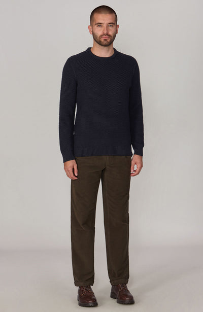 mens navy chunky wool  textured jumper