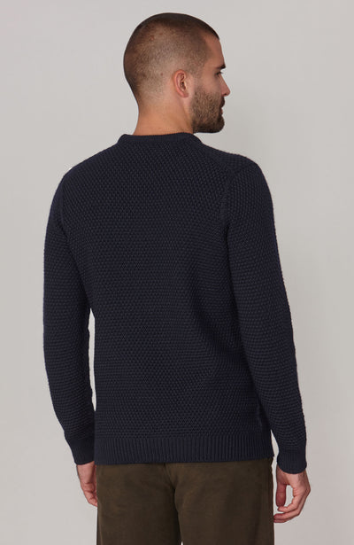mens navy chunky wool  textured jumper