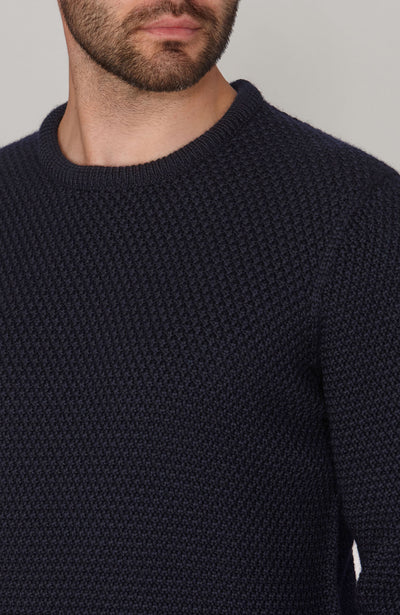 mens navy chunky wool  textured jumper