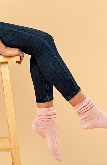 pink alpaca walking socks by Paul James