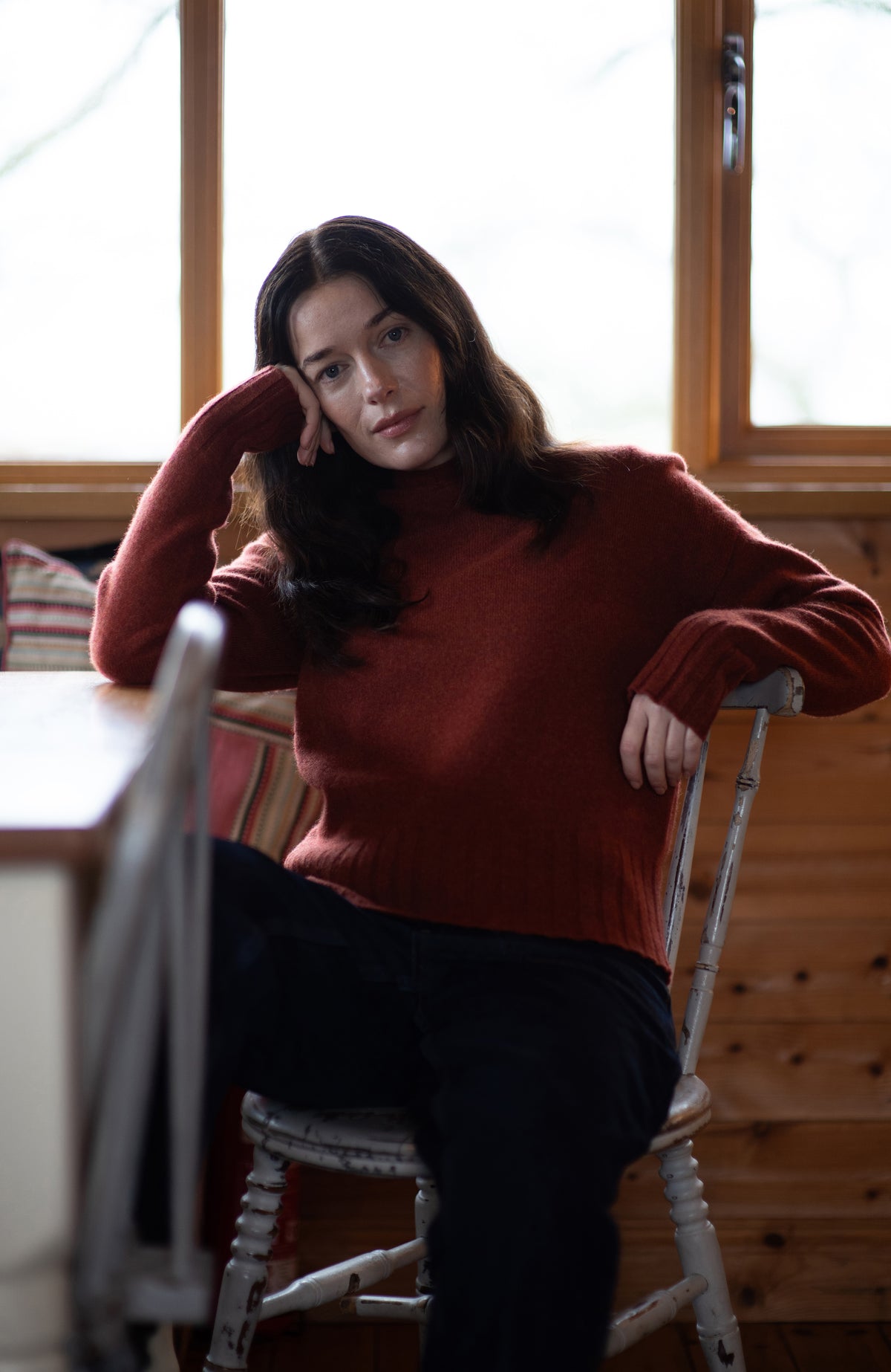 Damenpullover aus 100 % Lammwolle mit Kragen - Feature 1