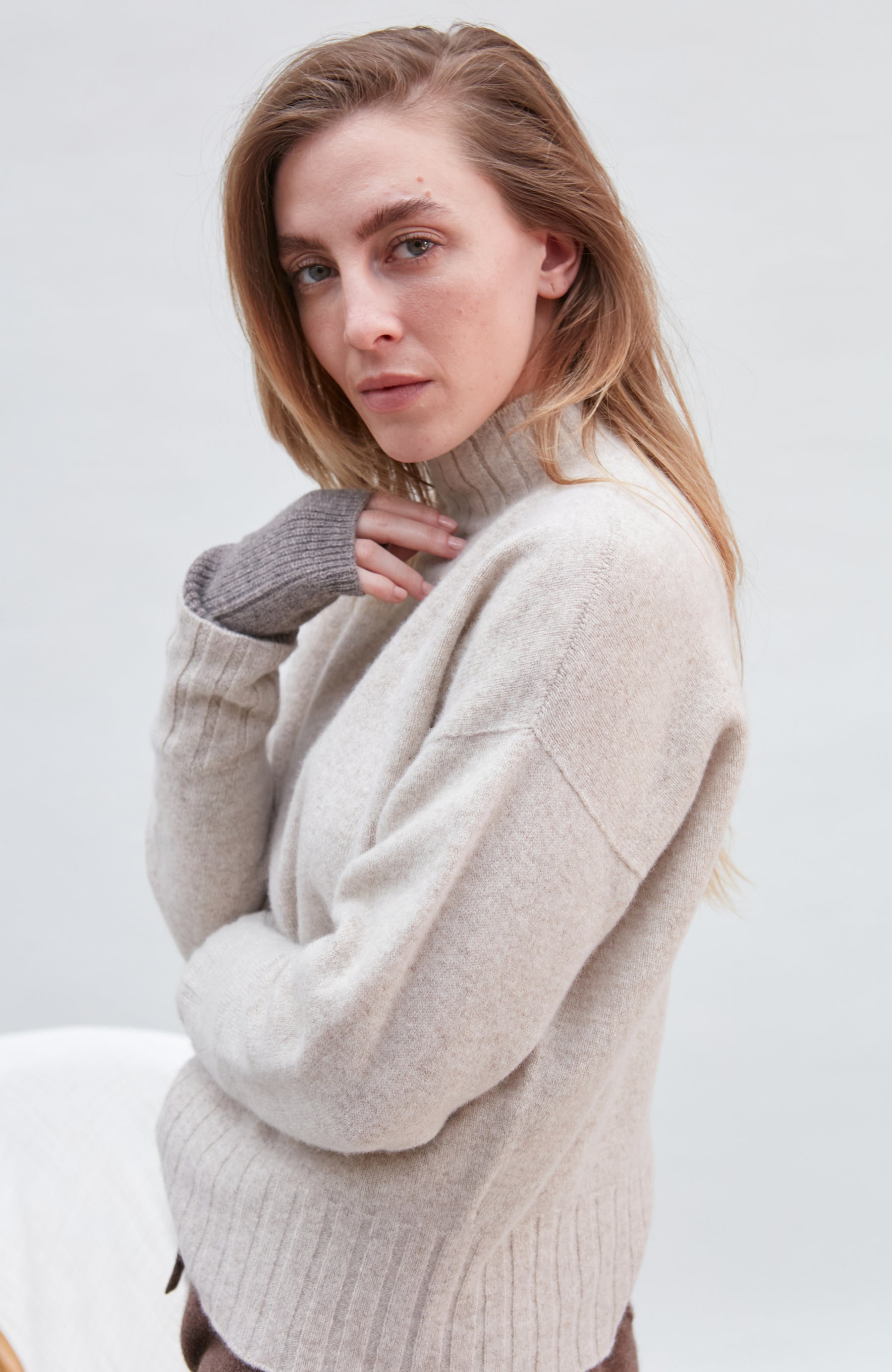 Linen womens lambswool jumper by Paul James