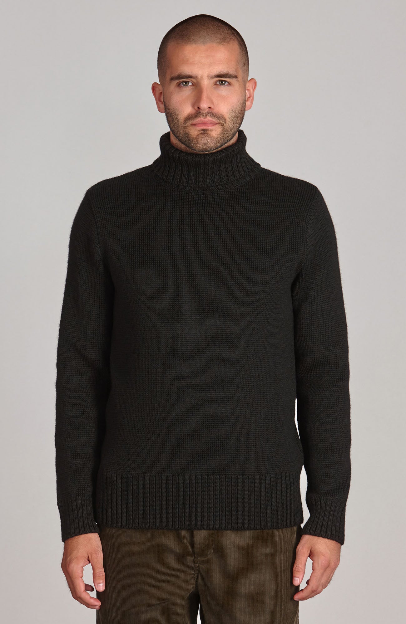 black mens wool chunky submariner jumper