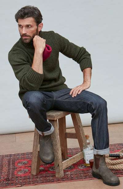 green wool submariner chunky jumper