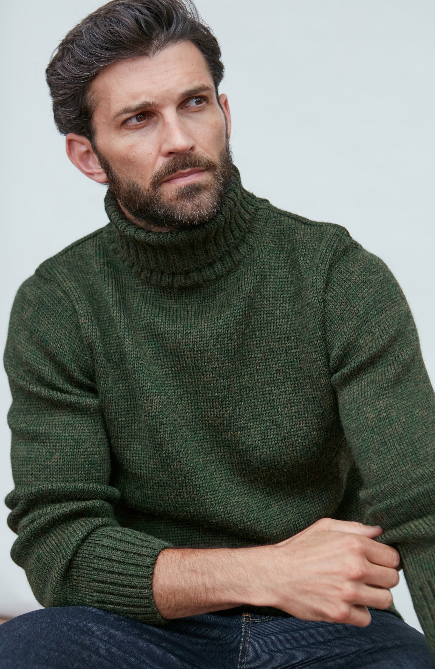green wool submariner chunky jumper