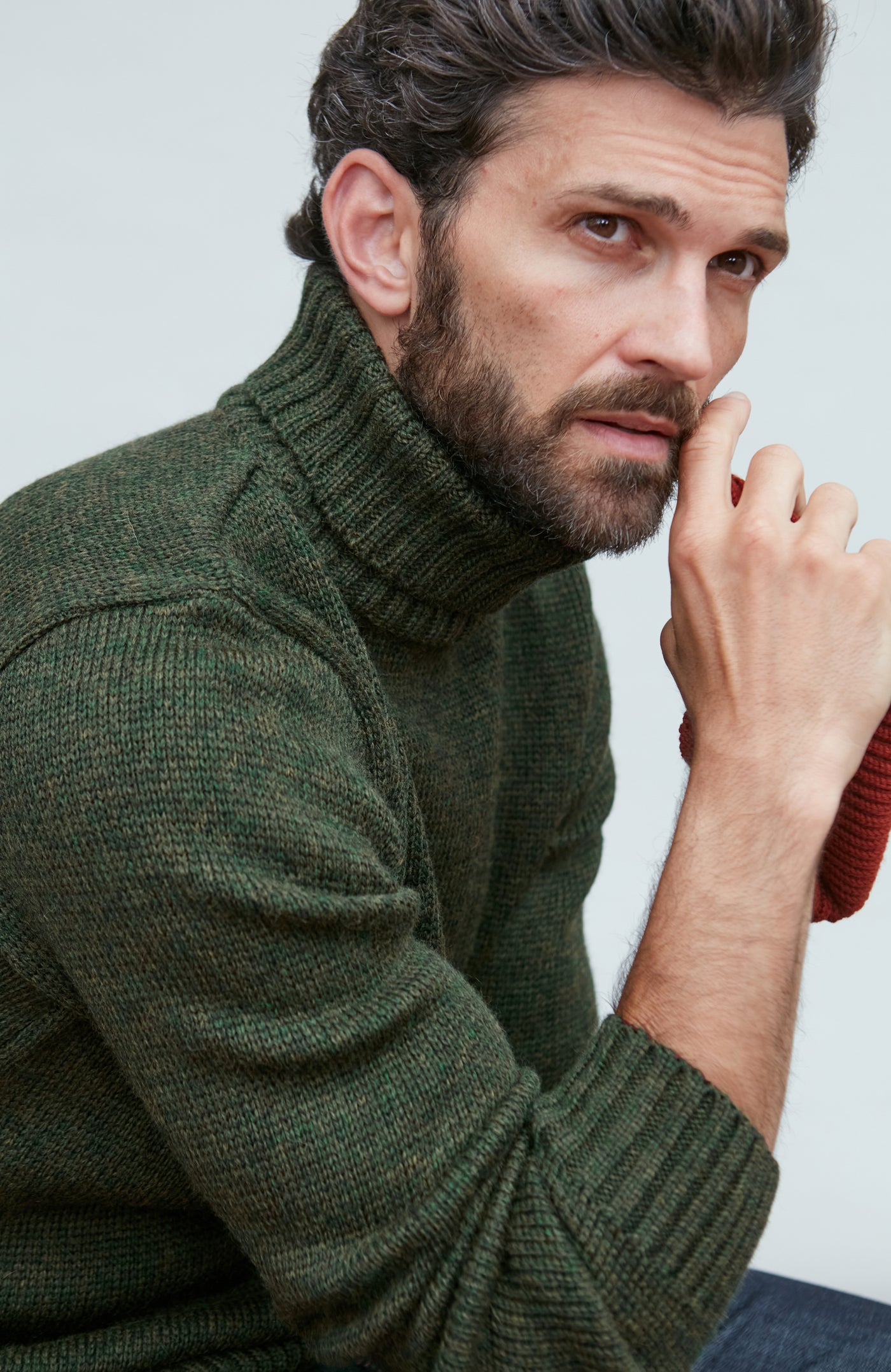 green wool submariner chunky jumper