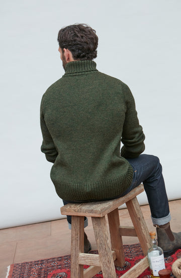 green wool submariner chunky jumper by Paul James