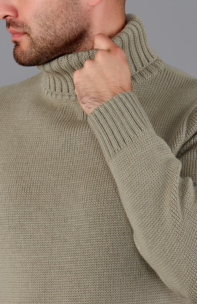brown mens chunky roll neck jumper