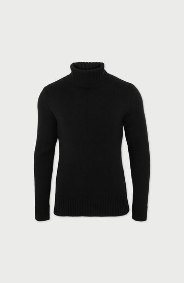 Black Mens Fitted Merino Wool Jumper By Paul James