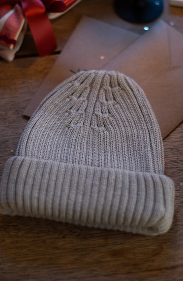 grey Made In England Merino rib beanie for women