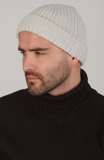 grey mens merino wool beanie