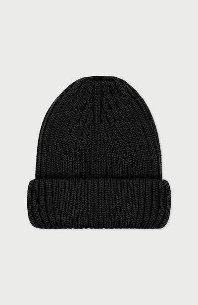 Black Extra Fine Merino Wool Made In England Beanie By Paul James 