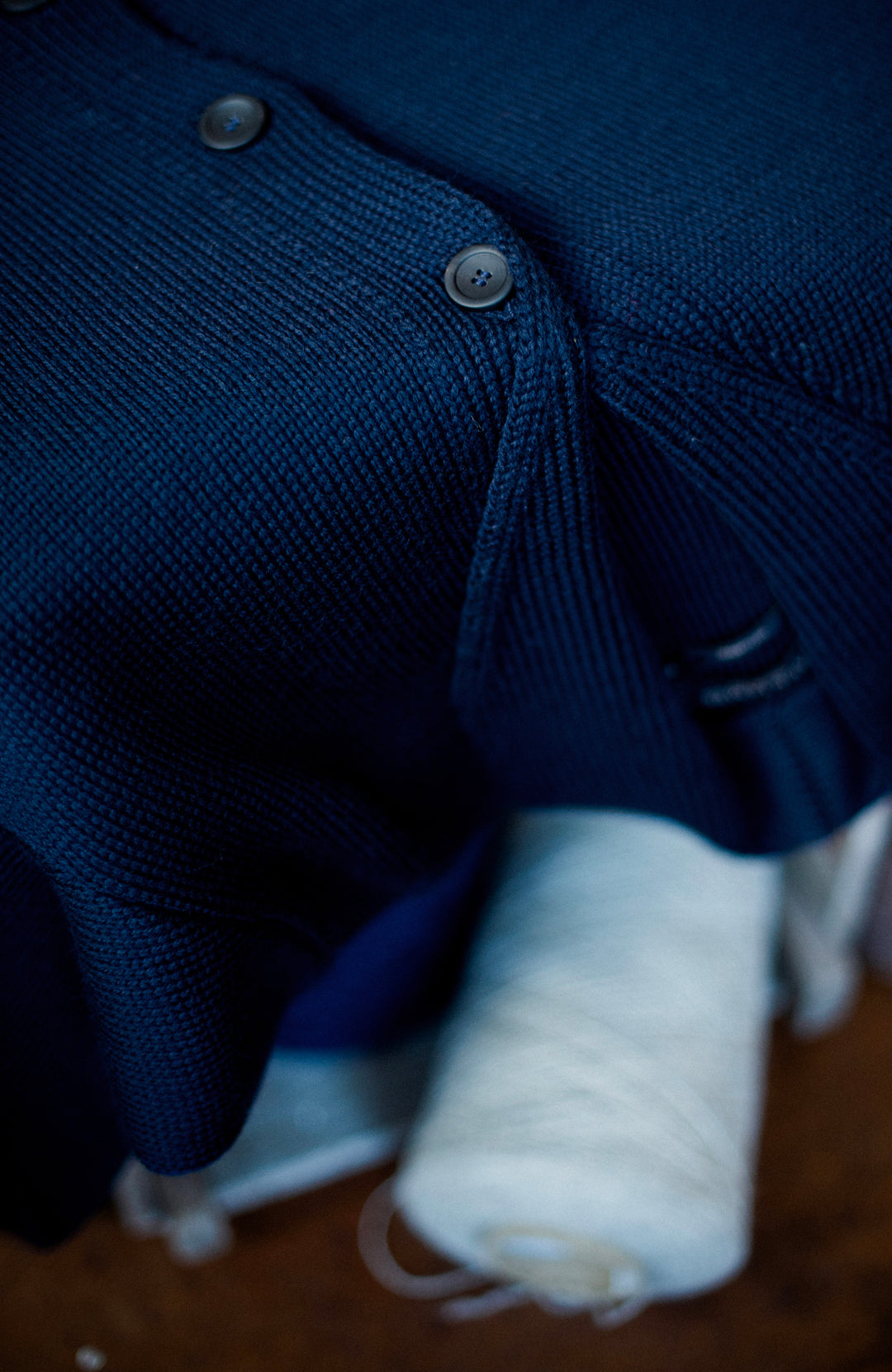 Chunky short-collar made-in-England cardigan by Paul James Knitwear