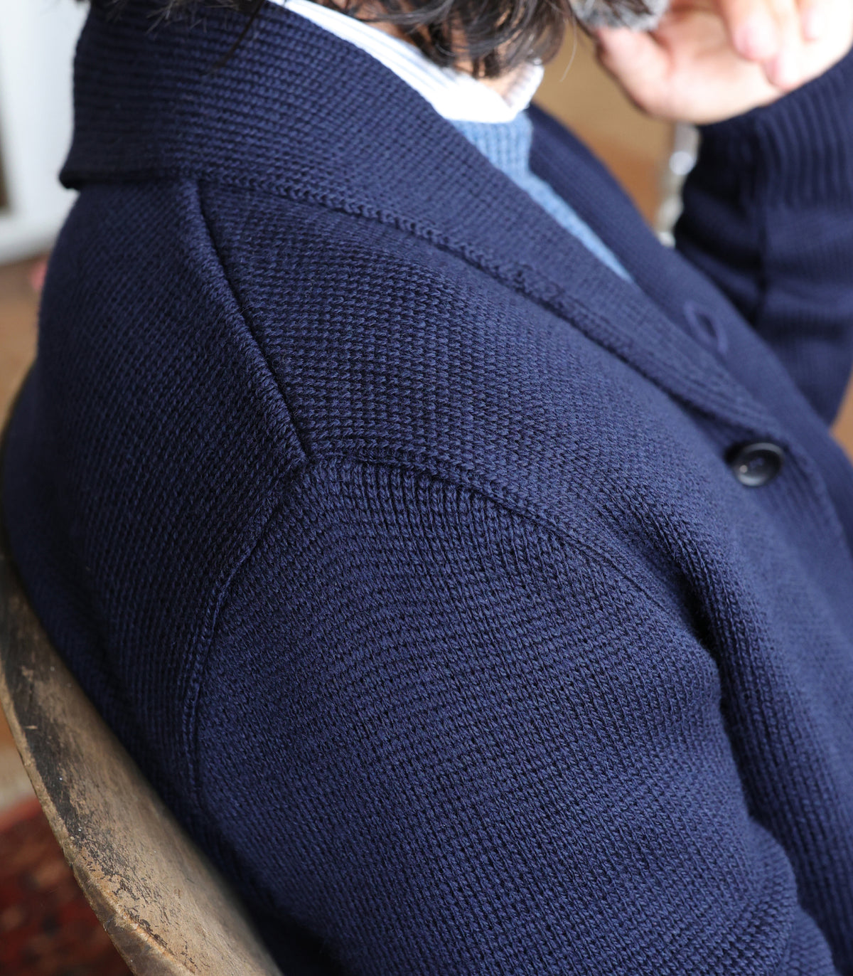 Mens Chunky Merino Wool Shawl Collar Cardigan - Feature 3