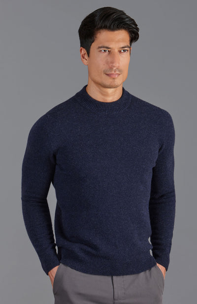 mens navy wool high turtle neck jumper