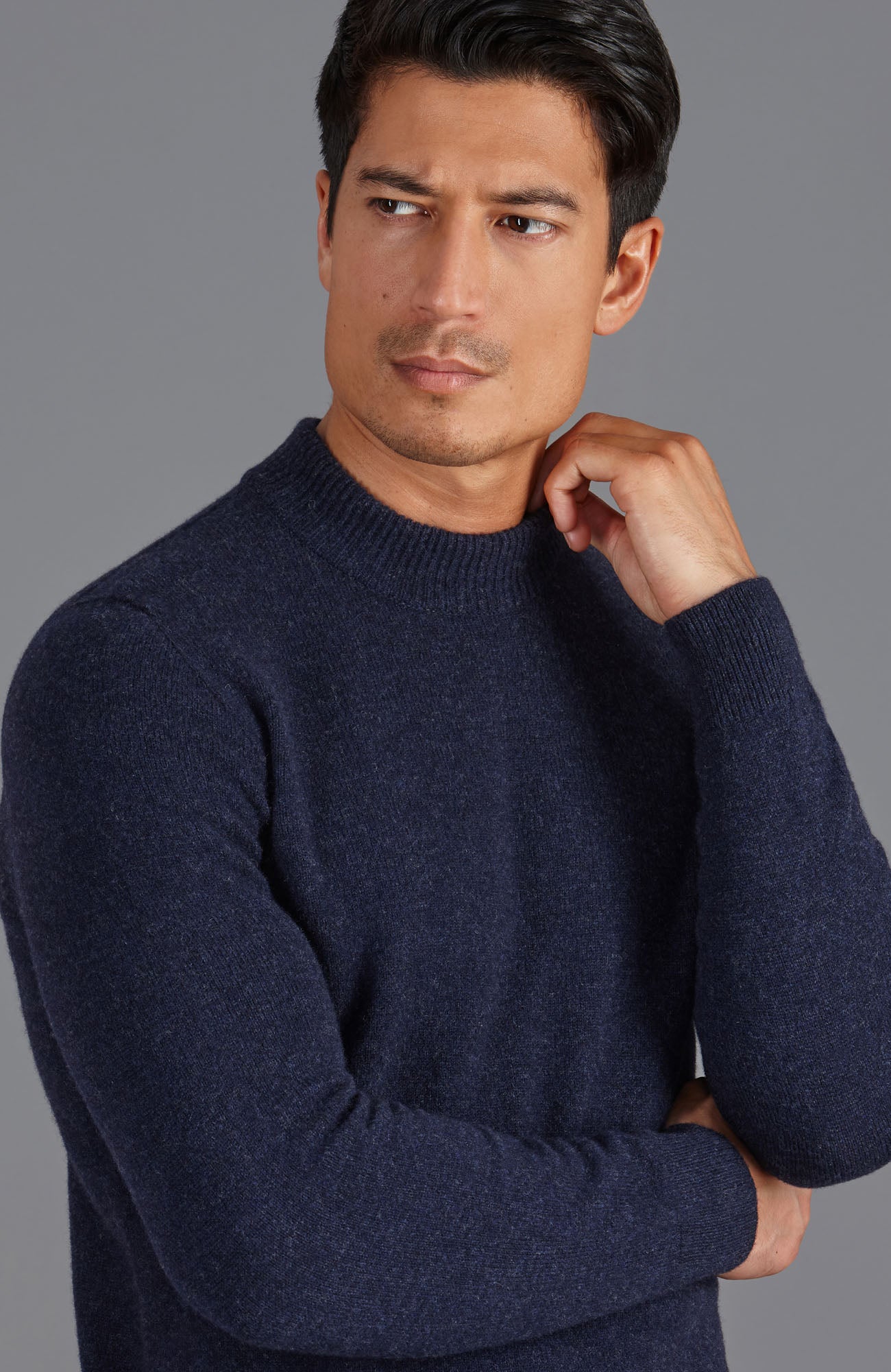 mens navy wool high turtle neck jumper