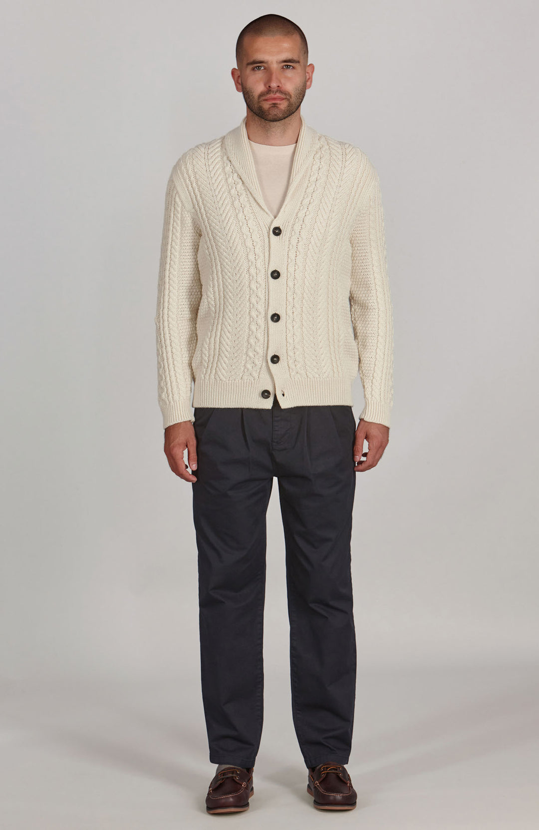 Cardigan Outfits Men's Chunky Shawl Collar Cardigan Mens - Main Image