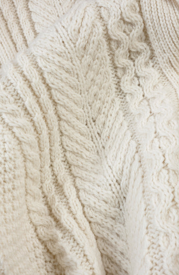 White Mens Chunky Merino Wool Shawl Cable Made In England Cardigan By Paul James