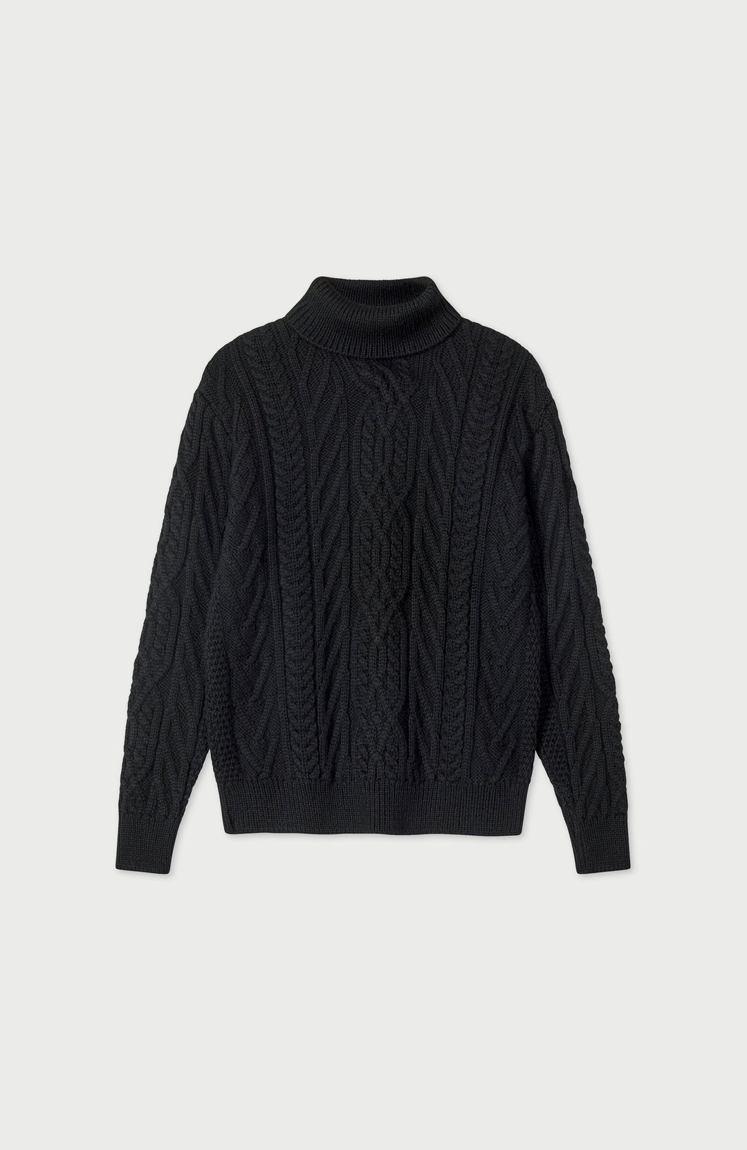 Black Womens Merino Wool Roll Neck Made In England Jumper By Paul James