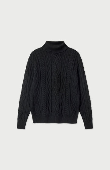 Black Womens Merino Wool Roll Neck Made In England Jumper By Paul James
