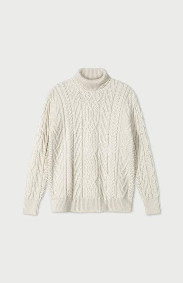 Ecru Womens Merino Wool Roll Neck Made In England Jumper By Paul James