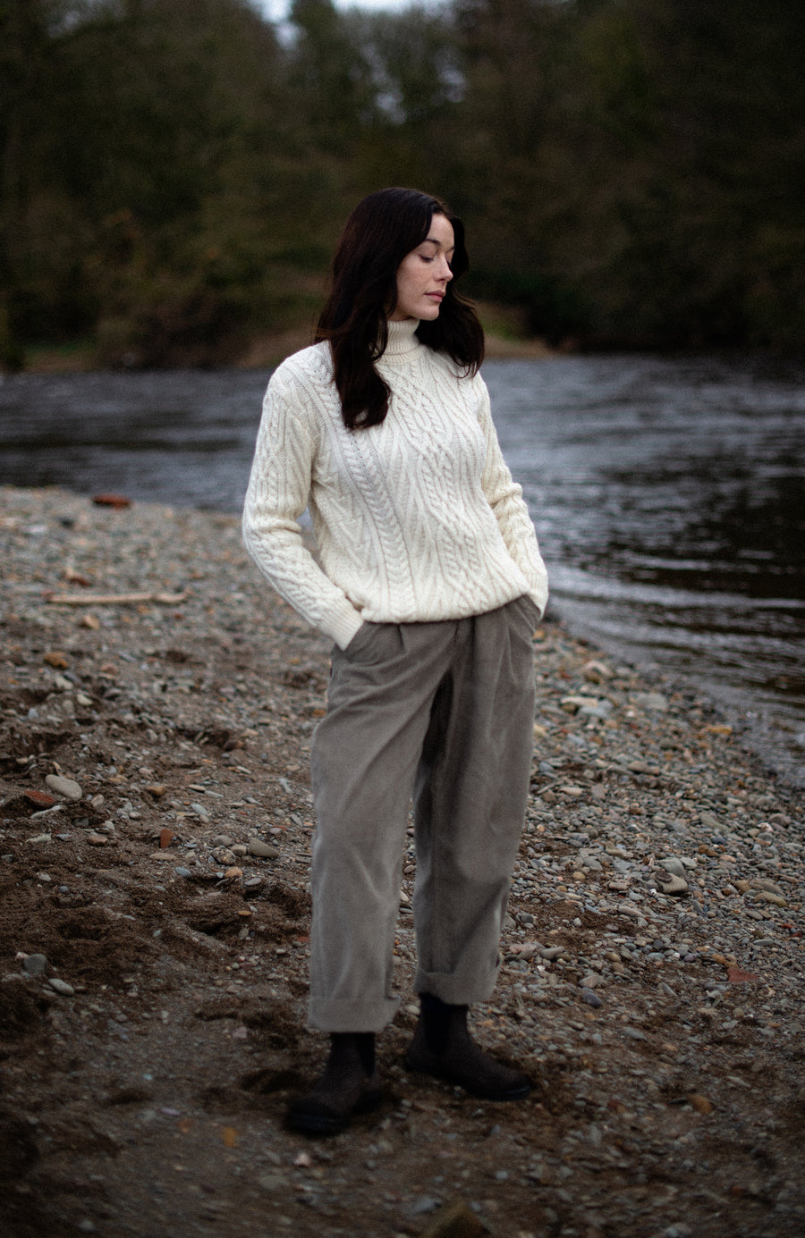 Womens Chunky Merino Wool Roll Neck Cable Jumper - Feature 5