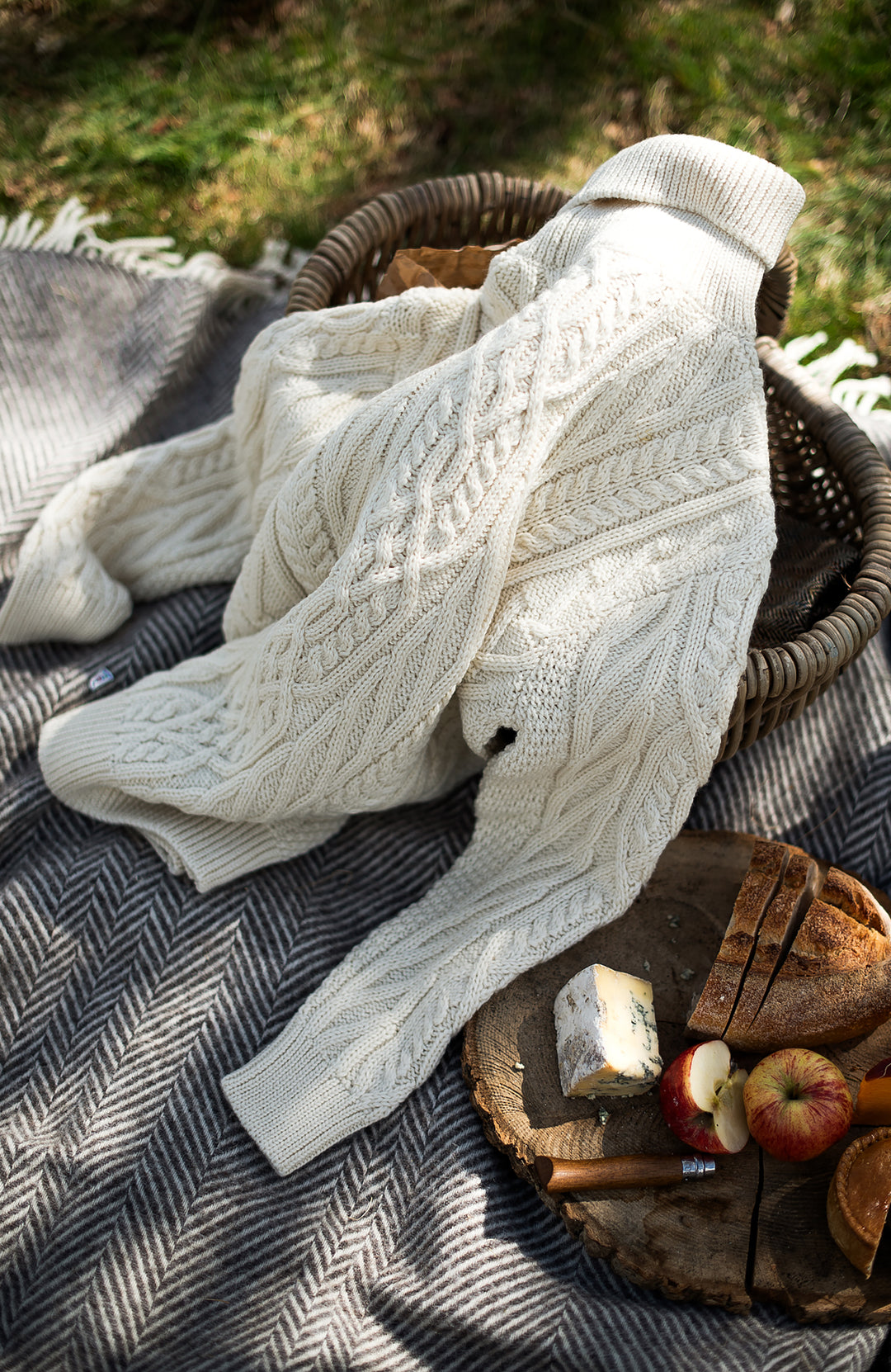 off white women chunky wool roll neck jumper