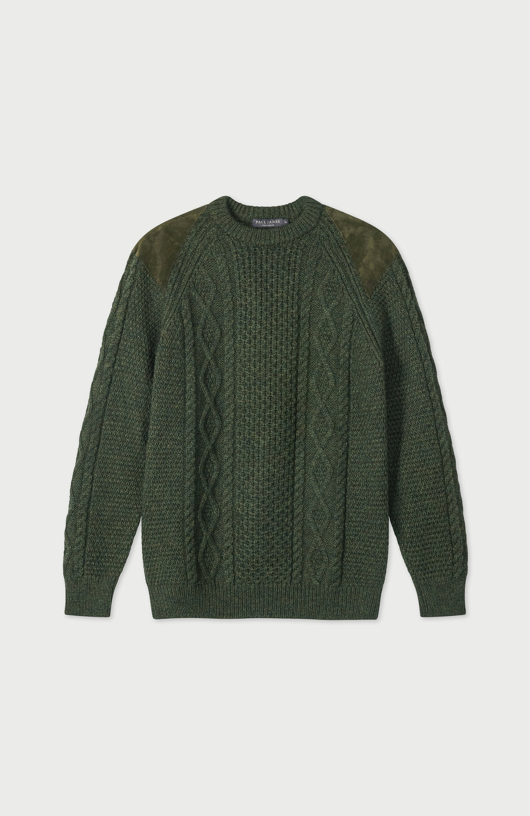 Green Mens Chunky Merino Wool Shooting Made In England Jumper By Paul James mes