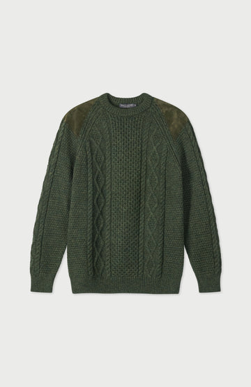 Green Mens Chunky Merino Wool Shooting Made In England Jumper By Paul James mes