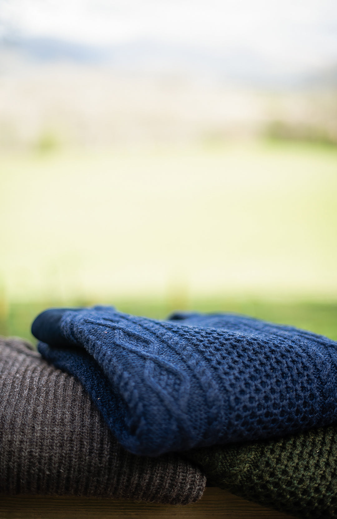 navy chunky wool jumper by Paul James