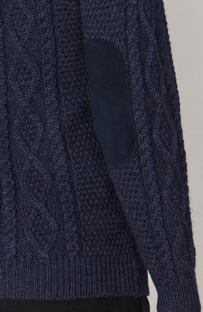 mens chunky wool shooting jumper with patches