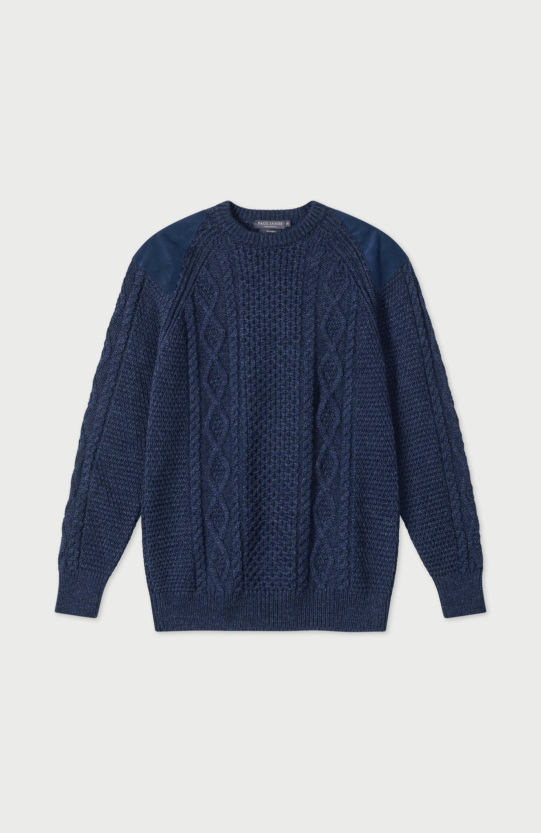 Navy Mens Chunky Merino Wool Shooting Made In England Jumper By Paul James